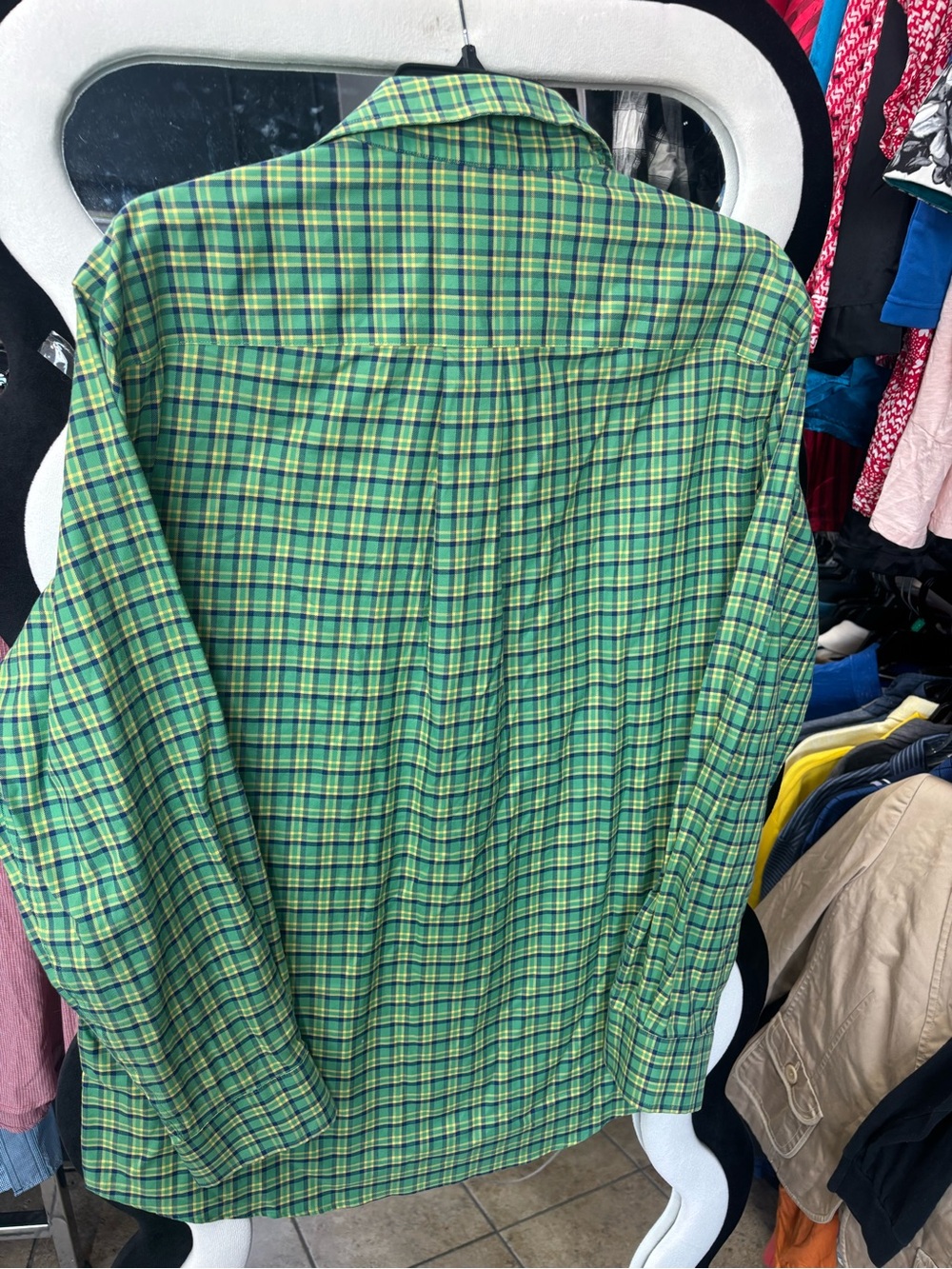 Jos. A. Bank Green and Blue Plaid Casual Button-Down Shirt - Picture 2 of 3